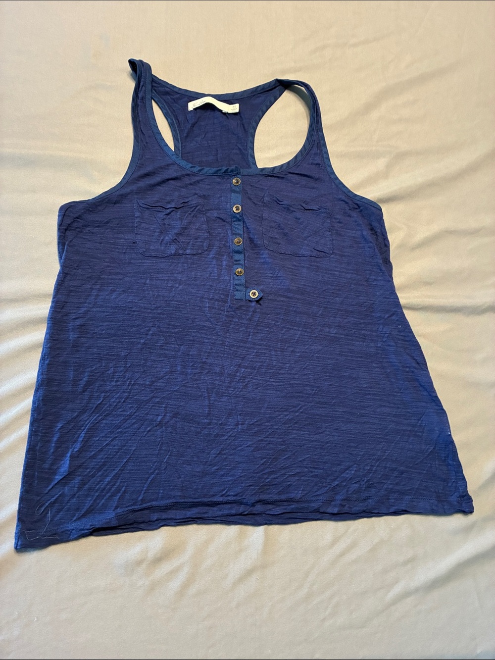 Women's Navy Racerback Henley Tank Top